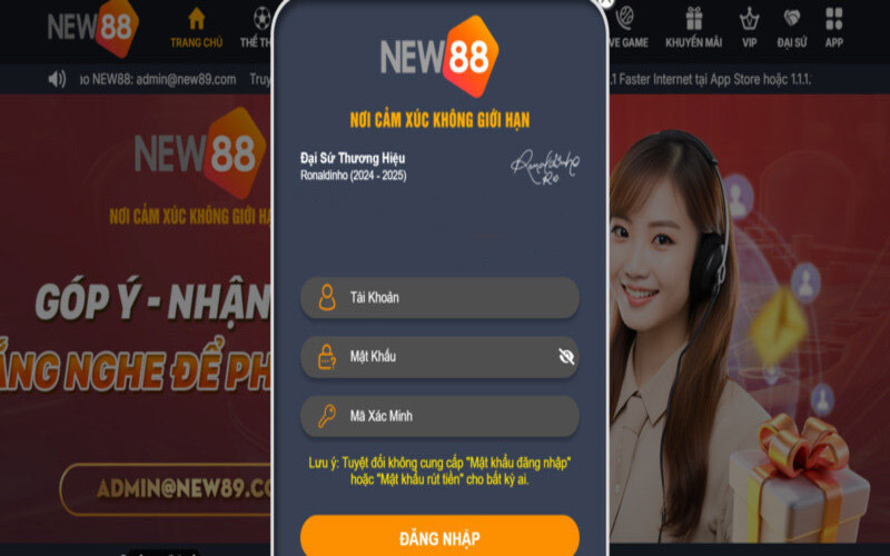 Đăng nhập new88 điền thông tin